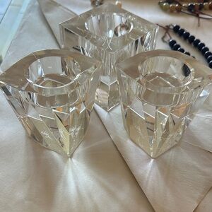 Oleg Cassini Clear Crystal Votive Set - Sparkling Transparent Holders